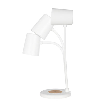 LUCORA 76555 Μοντέρνο Επιτραπέζιο Φωτιστικό Γραφείου με Ασύρματη Φόρτιση 10W 2A & 4W Bluetooth Ηχείο LED 3W 300lm 120° DC 5V με USB-C IP20 Ρυθμιζόμενο Λευκό CCT με Αφή 2700K/4500K/6000K Dimmable - Sanan SMD Chip - Λευκό - Μ12 x Π12 x Υ32