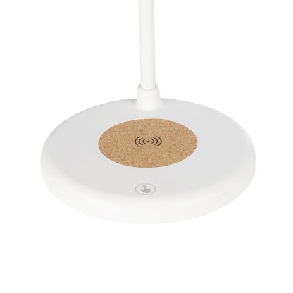 LUCORA 76555 Μοντέρνο Επιτραπέζιο Φωτιστικό Γραφείου με Ασύρματη Φόρτιση 10W 2A & 4W Bluetooth Ηχείο LED 3W 300lm 120° DC 5V με USB-C IP20 Ρυθμιζόμενο Λευκό CCT με Αφή 2700K/4500K/6000K Dimmable - Sanan SMD Chip - Λευκό - Μ12 x Π12 x Υ32