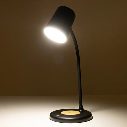 LUCORA 76556 Μοντέρνο Επιτραπέζιο Φωτιστικό Γραφείου με Ασύρματη Φόρτιση 10W 2A & 4W Bluetooth Ηχείο LED 3W 300lm 120° DC 5V με USB-C IP20 Ρυθμιζόμενο Λευκό CCT με Αφή 2700K/4500K/6000K Dimmable - Sanan SMD Chip - Μαύρο - Μ12 x Π12 x Υ32