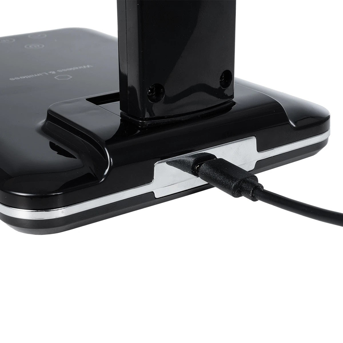 ZENTIME 76564 Μοντέρνο Επιτραπέζιο Φωτιστικό Γραφείου με Ασύρματη Φόρτιση 10W 2A & Ψηφιακό Ρολόι LED 3.5W 350lm 120° DC 5V με USB-C IP20 Ρυθμιζόμενο Λευκό CCT με Αφή 2700K/4500K/6000K Dimmable - Sanan SMD Chip - Μαύρο - Μ18 x Π12 x Υ40