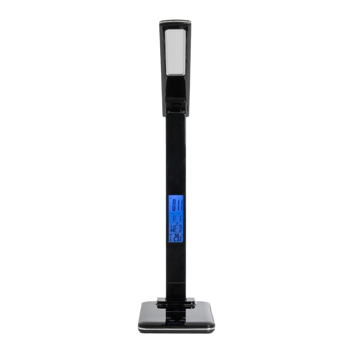 ZENTIME 76564 Μοντέρνο Επιτραπέζιο Φωτιστικό Γραφείου με Ασύρματη Φόρτιση 10W 2A & Ψηφιακό Ρολόι LED 3.5W 350lm 120° DC 5V με USB-C IP20 Ρυθμιζόμενο Λευκό CCT με Αφή 2700K/4500K/6000K Dimmable - Sanan SMD Chip - Μαύρο - Μ18 x Π12 x Υ40