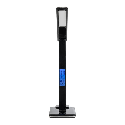 ZENTIME 76564 Μοντέρνο Επιτραπέζιο Φωτιστικό Γραφείου με Ασύρματη Φόρτιση 10W 2A & Ψηφιακό Ρολόι LED 3.5W 350lm 120° DC 5V με USB-C IP20 Ρυθμιζόμενο Λευκό CCT με Αφή 2700K/4500K/6000K Dimmable - Sanan SMD Chip - Μαύρο - Μ18 x Π12 x Υ40