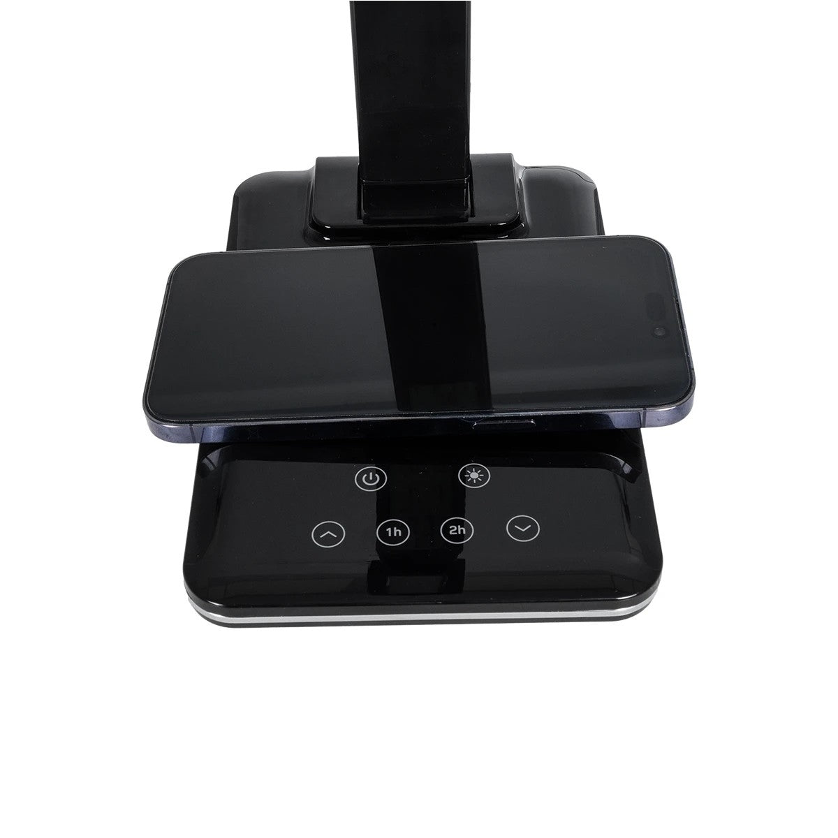 ZENTIME 76564 Μοντέρνο Επιτραπέζιο Φωτιστικό Γραφείου με Ασύρματη Φόρτιση 10W 2A & Ψηφιακό Ρολόι LED 3.5W 350lm 120° DC 5V με USB-C IP20 Ρυθμιζόμενο Λευκό CCT με Αφή 2700K/4500K/6000K Dimmable - Sanan SMD Chip - Μαύρο - Μ18 x Π12 x Υ40