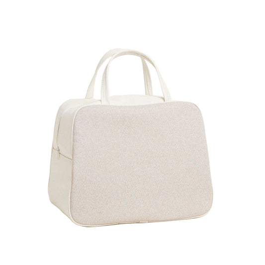 Τσάντα Χειρός 35x40x23 Μπεζ Χρυσό Lurex