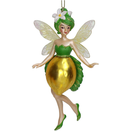 Στολίδι Νεράιδα Γυάλινη Κίτρινη 14εκ