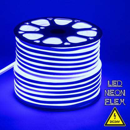 70565 OVALE 120° Degree Neon Flex Epistar LED SMD 2835 1m 12W/m 120LED/m 1212lm/m 120° DC 24V Αδιάβροχη IP68 Μπλε Dimmable