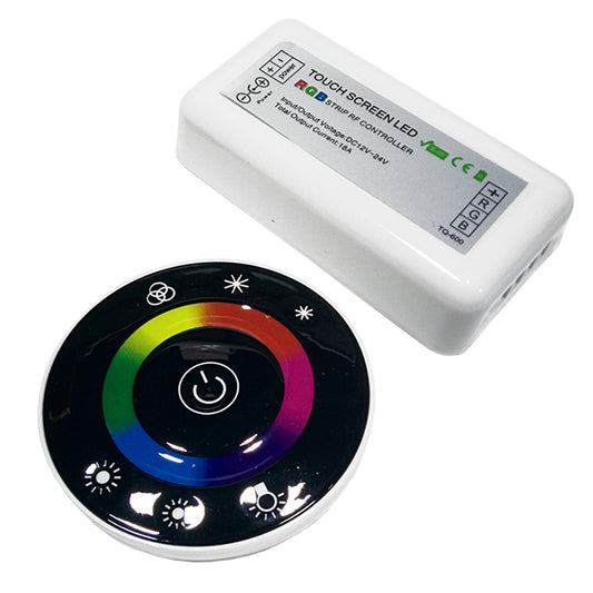 Ασύρματος LED RGB Controller με Μαύρο Στρογγυλό Χειριστήριο Αφής 2.4G RF 12v (192w) - 24v (384w) DC 77445