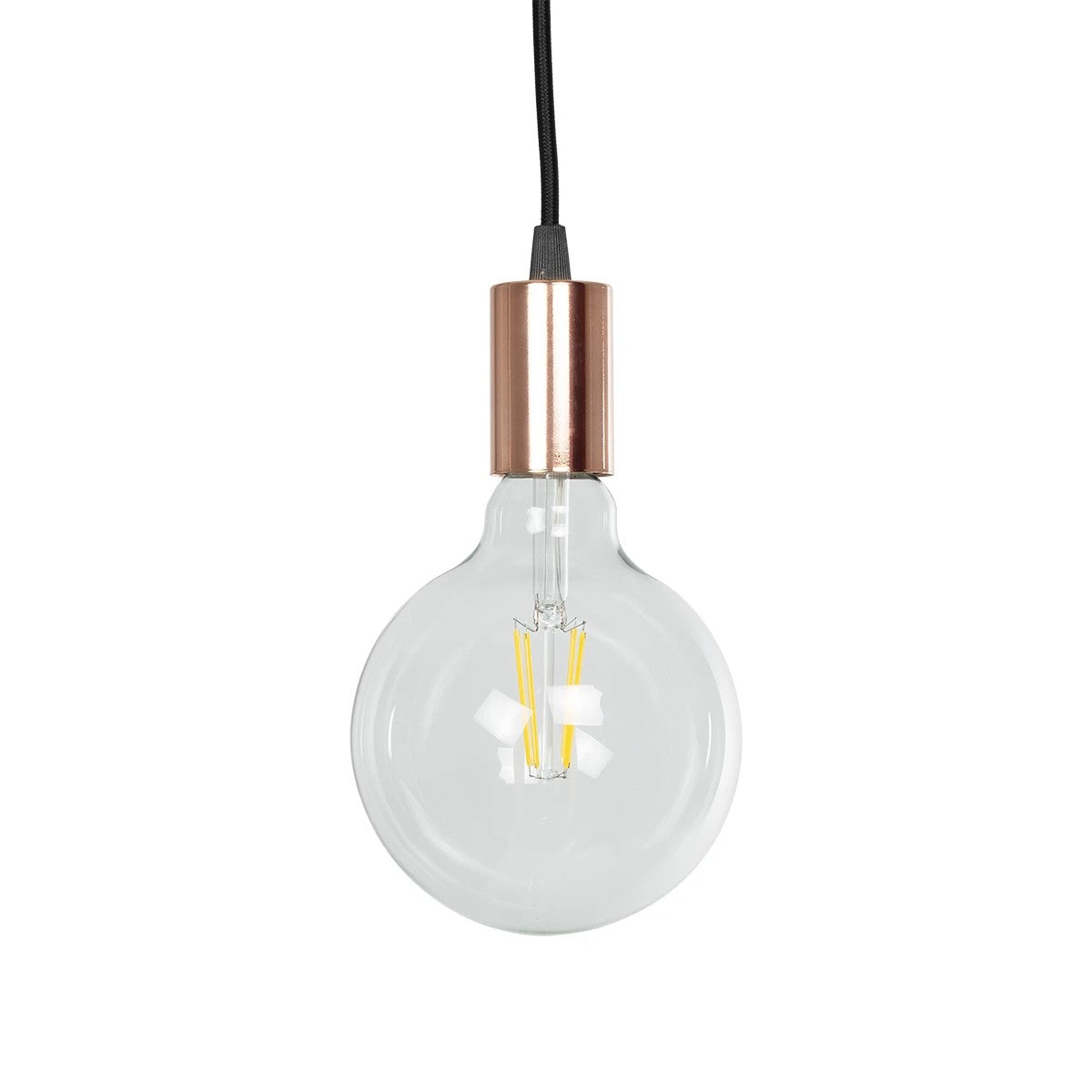 WHIP 77665 Μοντέρνο DIY Φωτιστικό με Υφασμάτινο Καλώδιο, Ντουί 1 x E27, Διακόπτη On/Off & Πρίζα AC 220-240V IP20 - Μαύρο & Ροζ Χρυσό - Μ150 x Π4 x Υ4