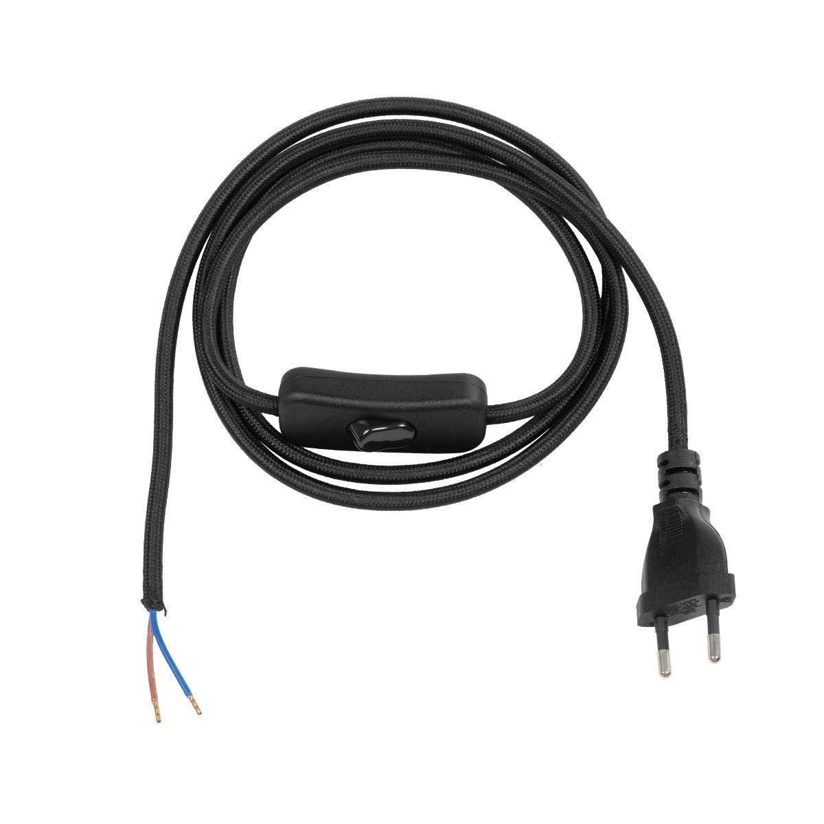 WHIP 77669 Μοντέρνο DIY Φωτιστικό με Υφασμάτινο Καλώδιο, Ντουί 1 x E27 & Διακόπτη On/Off AC 220-240V IP20 - Μαύρο - Μ140 x Π2.7 x Υ1.9