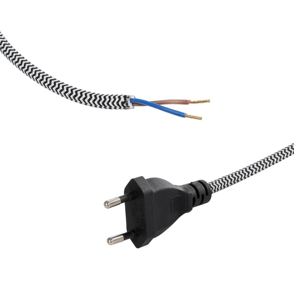 WHIP 77670 Μοντέρνο DIY Φωτιστικό με Υφασμάτινο Καλώδιο, Ντουί 1 x E27 & Διακόπτη On/Off AC 220-240V IP20 - Ασημί & Μαύρο - Μ140 x Π2.7 x Υ1.9