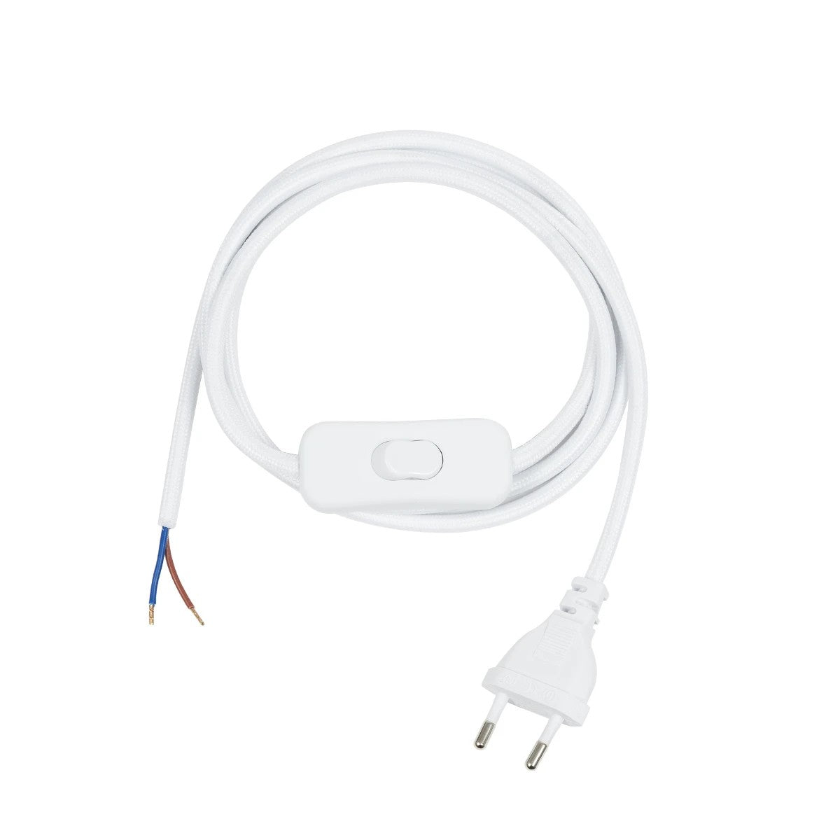 WHIP 77671 Μοντέρνο DIY Υφασμάτινο Καλώδιο με Διακόπτη On/Off AC 220-240V IP20 - Λευκό - Μ150 x Π2.7 x Υ1.9