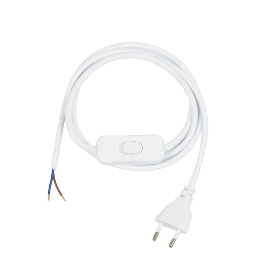 WHIP 77671 Μοντέρνο DIY Υφασμάτινο Καλώδιο με Διακόπτη On/Off AC 220-240V IP20 - Λευκό - Μ150 x Π2.7 x Υ1.9