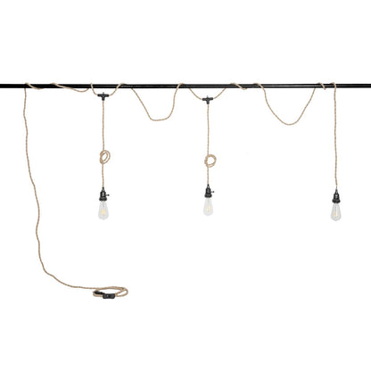 WHIP 77676 Μοντέρνο DIY Φωτιστικό με Υφασμάτινο Καλώδιο, Ντουί 3 x E27, Διακόπτη On/Off & Πρίζα AC 220-240V IP20 - Μπεζ & Μαύρο - Μ650 x Π5.5 x Υ100