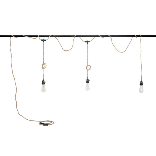 WHIP 77676 Μοντέρνο DIY Φωτιστικό με Υφασμάτινο Καλώδιο, Ντουί 3 x E27, Διακόπτη On/Off & Πρίζα AC 220-240V IP20 - Μπεζ & Μαύρο - Μ650 x Π5.5 x Υ100