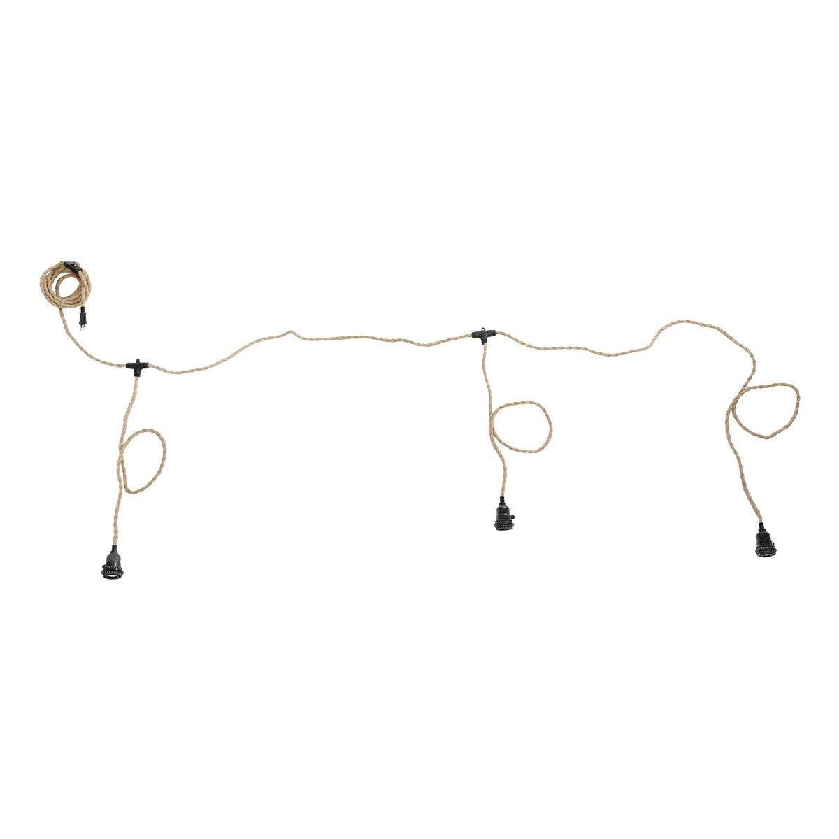 WHIP 77676 Μοντέρνο DIY Φωτιστικό με Υφασμάτινο Καλώδιο, Ντουί 3 x E27, Διακόπτη On/Off & Πρίζα AC 220-240V IP20 - Μπεζ & Μαύρο - Μ650 x Π5.5 x Υ100