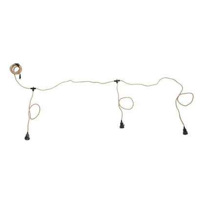 WHIP 77676 Μοντέρνο DIY Φωτιστικό με Υφασμάτινο Καλώδιο, Ντουί 3 x E27, Διακόπτη On/Off & Πρίζα AC 220-240V IP20 - Μπεζ & Μαύρο - Μ650 x Π5.5 x Υ100