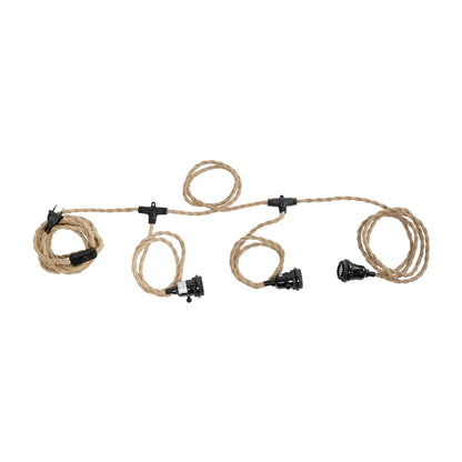 WHIP 77676 Μοντέρνο DIY Φωτιστικό με Υφασμάτινο Καλώδιο, Ντουί 3 x E27, Διακόπτη On/Off & Πρίζα AC 220-240V IP20 - Μπεζ & Μαύρο - Μ650 x Π5.5 x Υ100