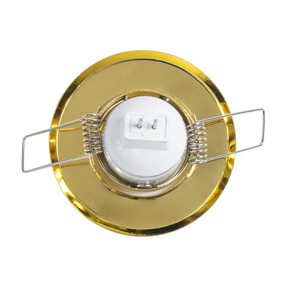 DELTA 77804 Χωνευτό Κινούμενο Στρόγγυλο Σποτ Οροφής για Λάμπα MR11 με Βάση GU5.3 ή GU10 - IP20 - Μεταλλικό - Φ70 x Υ21mm - Χρυσό Πλατίνα