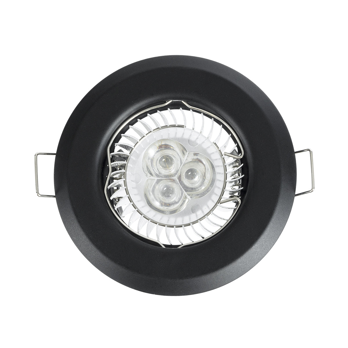 DELTA 77808 Χωνευτό Στρόγγυλο Σποτ Οροφής για Λάμπα MR16 με Βάση GU5.3 ή GU10 - IP20 - Μεταλλικό - Φ83 x Υ31mm - Μαύρο