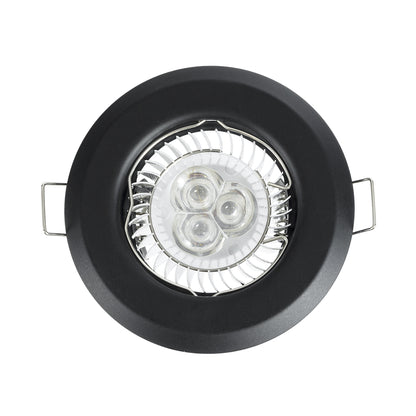 DELTA 77808 Χωνευτό Στρόγγυλο Σποτ Οροφής για Λάμπα MR16 με Βάση GU5.3 ή GU10 - IP20 - Μεταλλικό - Φ83 x Υ31mm - Μαύρο