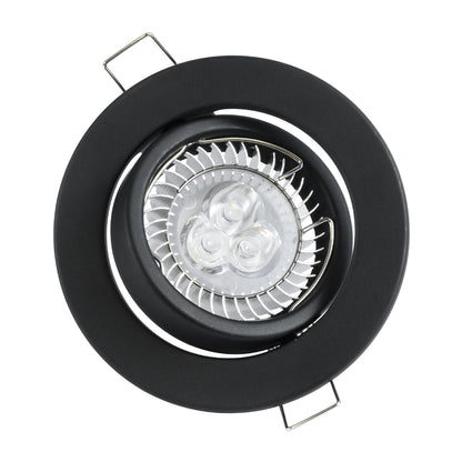 DELTA 77815 Χωνευτό Κινούμενο Στρόγγυλο Σποτ Οροφής για Λάμπα MR16 με Βάση GU5.3 ή GU10 - IP20 - Μεταλλικό - Φ92 x Υ28mm- Μαύρο