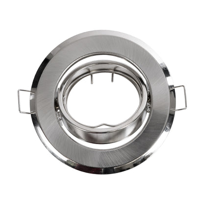 RAFY 77816 Χωνευτή Κινούμενη Βάση για Σποτ MR16 για Ντουί GU10/GU5.3 IP20 - Νίκελ Βούρτσας - Μ9.2 x Π9.2 x Υ3.1 / Q7