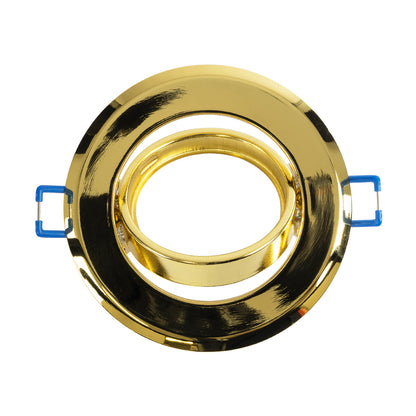 DELTA 77818 Χωνευτό Κινούμενο Στρόγγυλο Σποτ Οροφής για Λάμπα MR16 με Βάση GU5.3 ή GU10 - IP20 - Μεταλλικό - Φ92 x Υ28mm - Χρυσό Πλατίνα