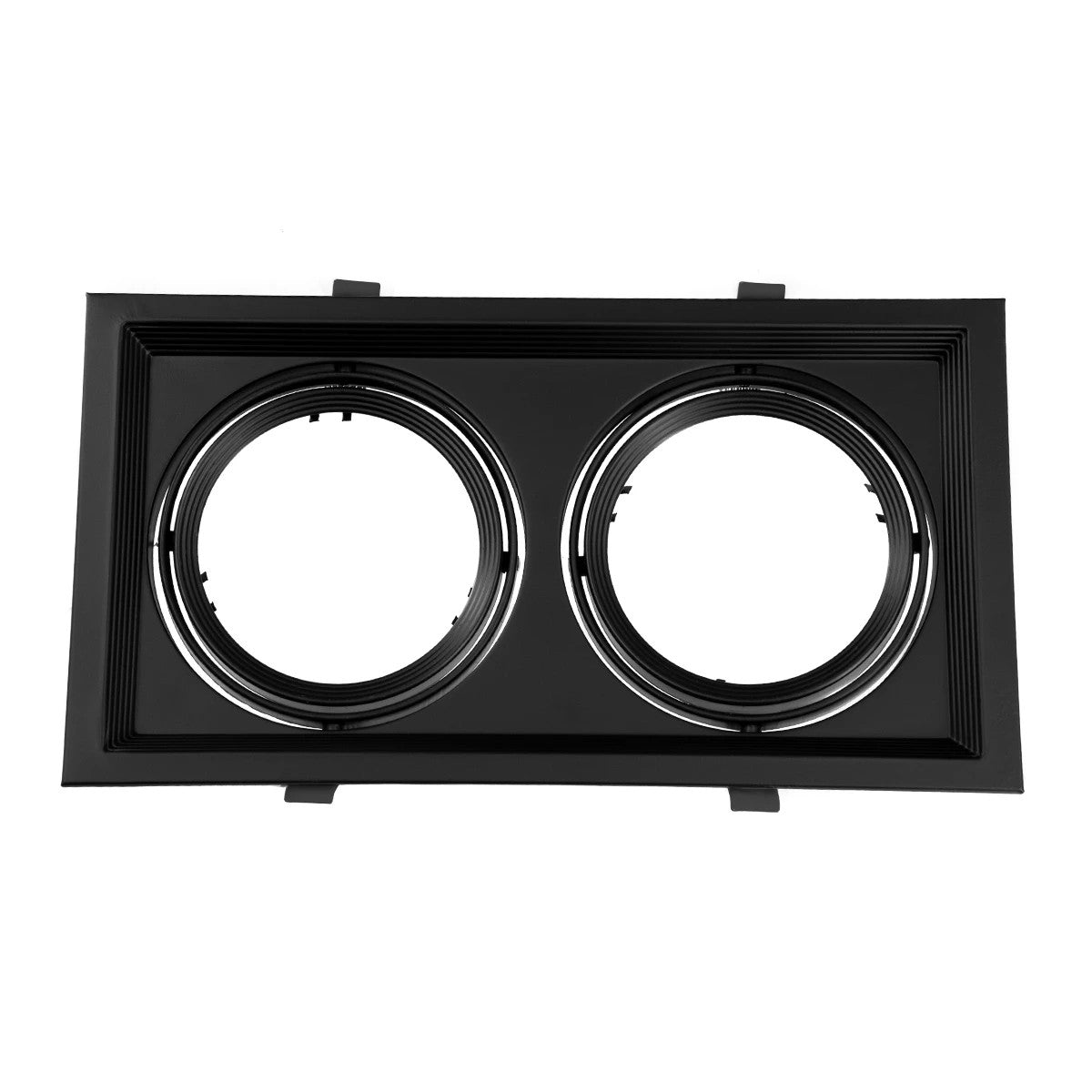 VITA 77855 Χωνευτή Κινούμενη Βάση για 2 x Σποτ AR111 για Ντουί GU10/GU5.3 IP20 - Μαύρο Ματ - Μ33.5 x Π18 x Υ5.5 / Q32.5 x 17