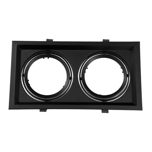 VITA 77855 Χωνευτή Κινούμενη Βάση για 2 x Σποτ AR111 για Ντουί GU10/GU5.3 IP20 - Μαύρο Ματ - Μ33.5 x Π18 x Υ5.5 / Q32.5 x 17