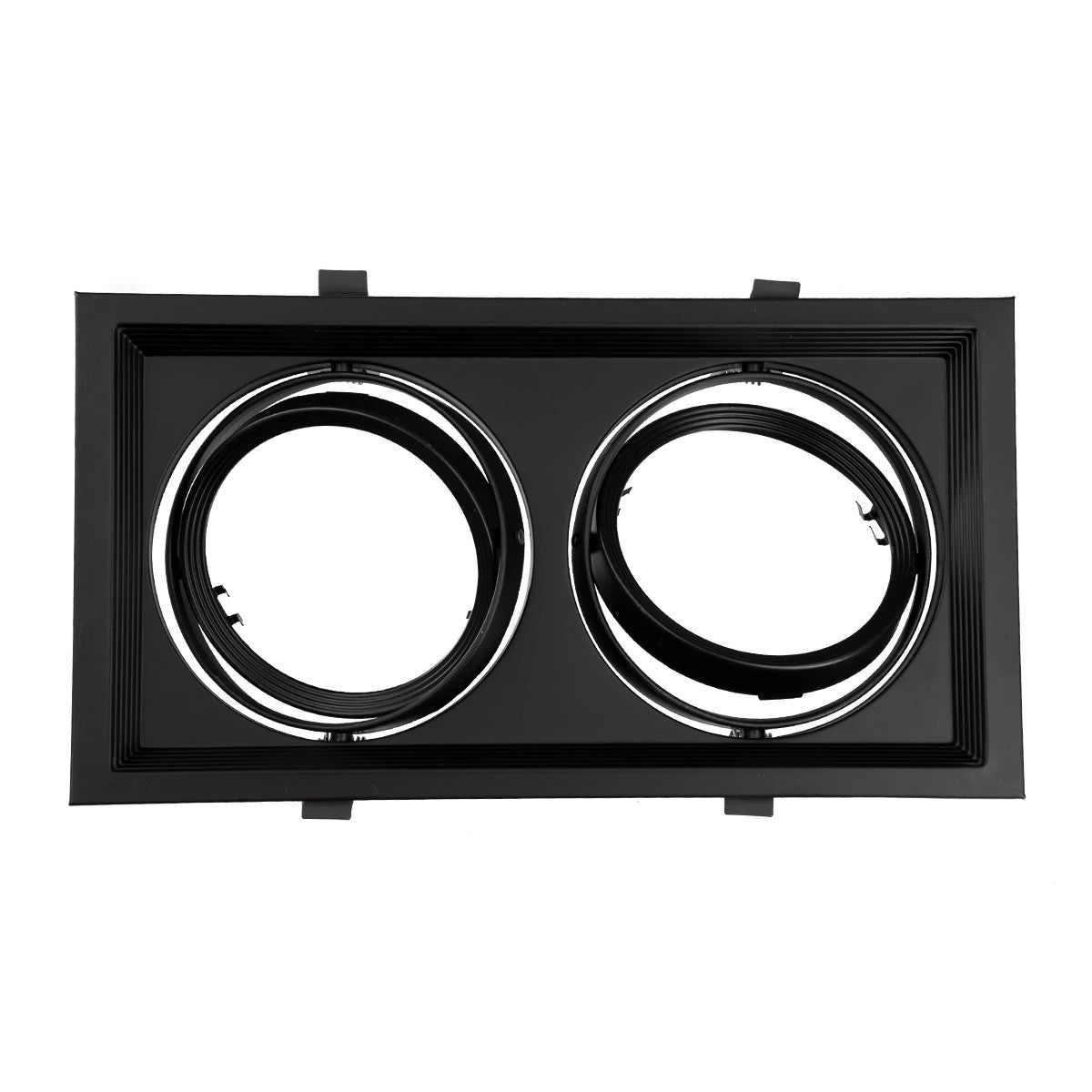 VITA 77855 Χωνευτή Κινούμενη Βάση για 2 x Σποτ AR111 για Ντουί GU10/GU5.3 IP20 - Μαύρο Ματ - Μ33.5 x Π18 x Υ5.5 / Q32.5 x 17