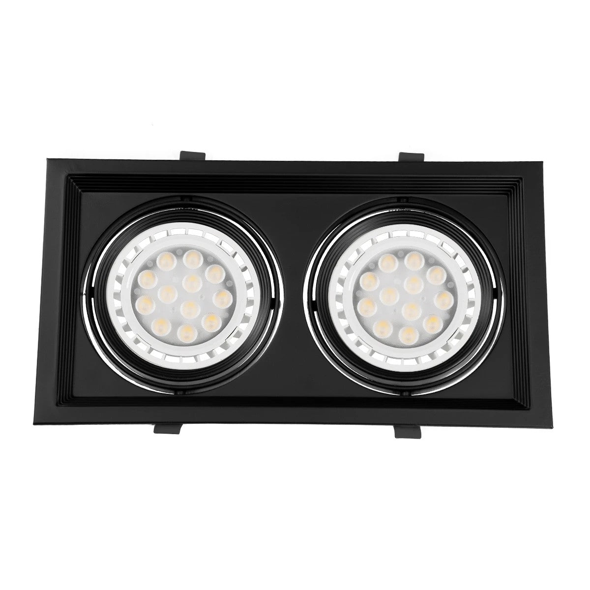 VITA 77855 Χωνευτή Κινούμενη Βάση για 2 x Σποτ AR111 για Ντουί GU10/GU5.3 IP20 - Μαύρο Ματ - Μ33.5 x Π18 x Υ5.5 / Q32.5 x 17