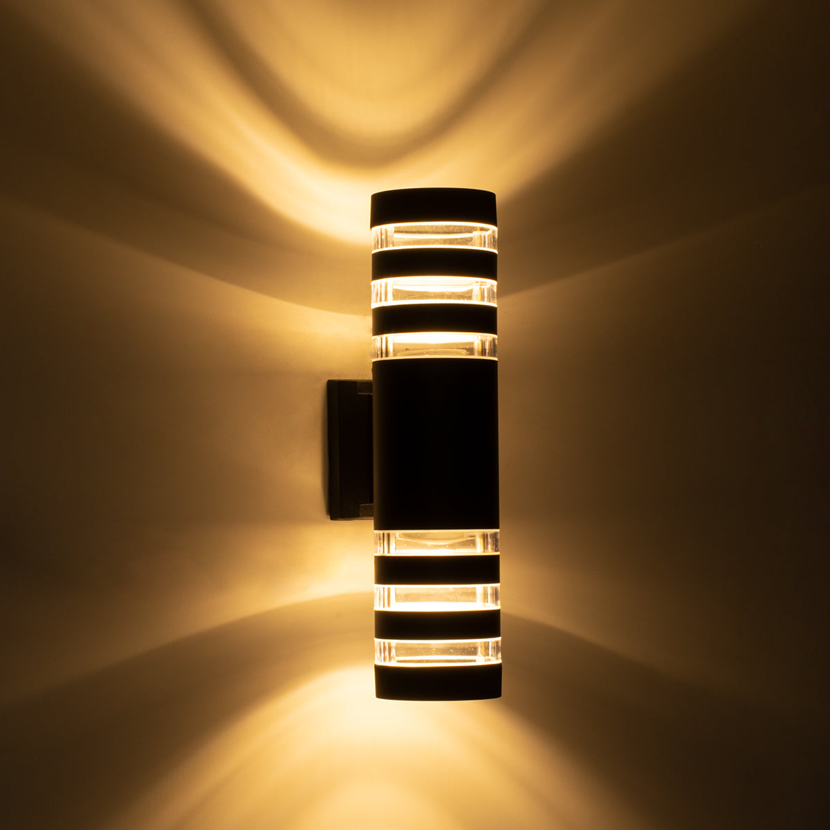 ORION 77883 Μοντέρνο Φωτιστικό Τοίχου - Απλίκα με Ντουί 2 x GU10 AC 220-240V Αδιάβροχο IP65 - Μαύρο Ματ - Μ9 x Π15 x Υ35.5