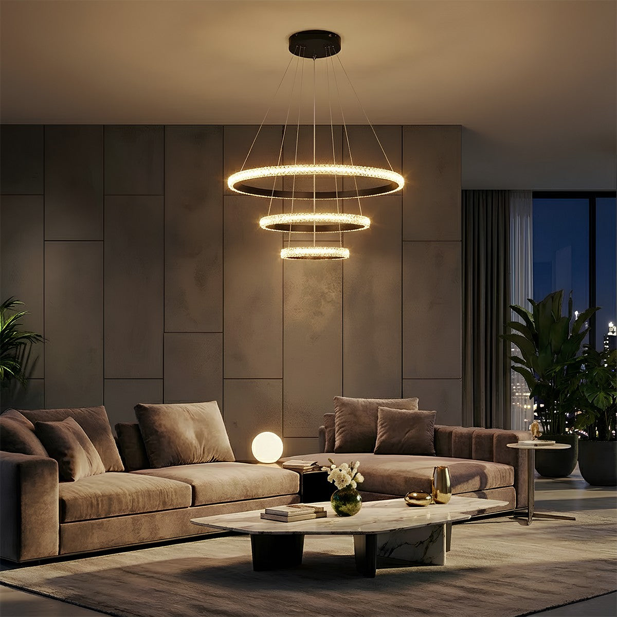 DIAMOND KLV-101-0237 Κρεμαστό Φωτιστικό Οροφής LED 100W 10000lm 180° AC 220-240V IP20 Ρυθμιζόμενο Λευκό CCT με Χειριστήριο από 2700K έως 6000K Dimmable - Lumileds SMD Chip - Μαύρο Ματ - Μ60 x Π60 x Υ60