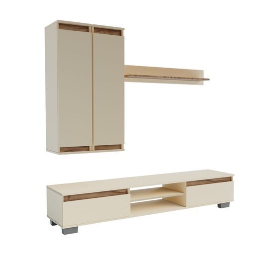 Σύνθεση Τηλεόρασης Lilu Μπεζ-Σκούρο Δρυς 175x37x131