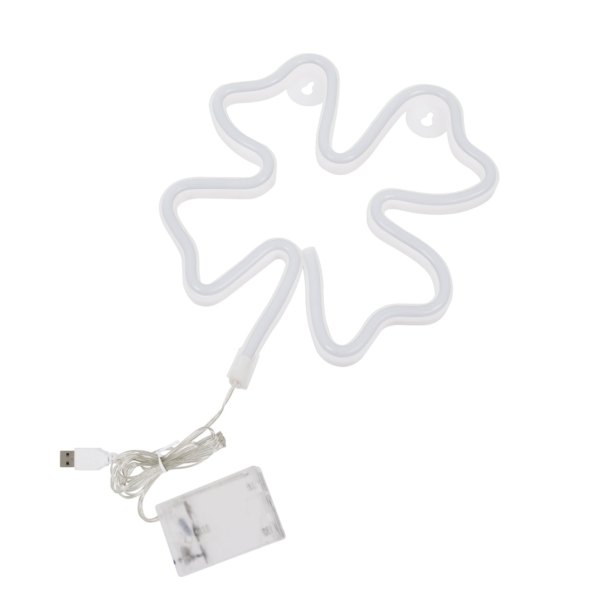 78572 Φωτιστικό Ταμπέλα Φωτεινή Επιγραφή NEON LED Σήμανσης FOUR LEAF CLOVER 5W με Καλώδιο Τροφοδοσίας USB - Μπαταρίας 3xAAA (Δεν Περιλαμβάνονται) - Πράσινο