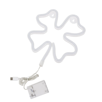 78572 Φωτιστικό Ταμπέλα Φωτεινή Επιγραφή NEON LED Σήμανσης FOUR LEAF CLOVER 5W με Καλώδιο Τροφοδοσίας USB - Μπαταρίας 3xAAA (Δεν Περιλαμβάνονται) - Πράσινο