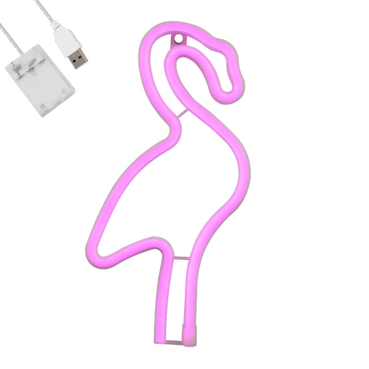 78573 Φωτιστικό Ταμπέλα Φωτεινή Επιγραφή NEON LED Σήμανσης FLAMINGO 5W με Καλώδιο Τροφοδοσίας USB - Μπαταρίας 3xAAA (Δεν Περιλαμβάνονται) - Ροζ