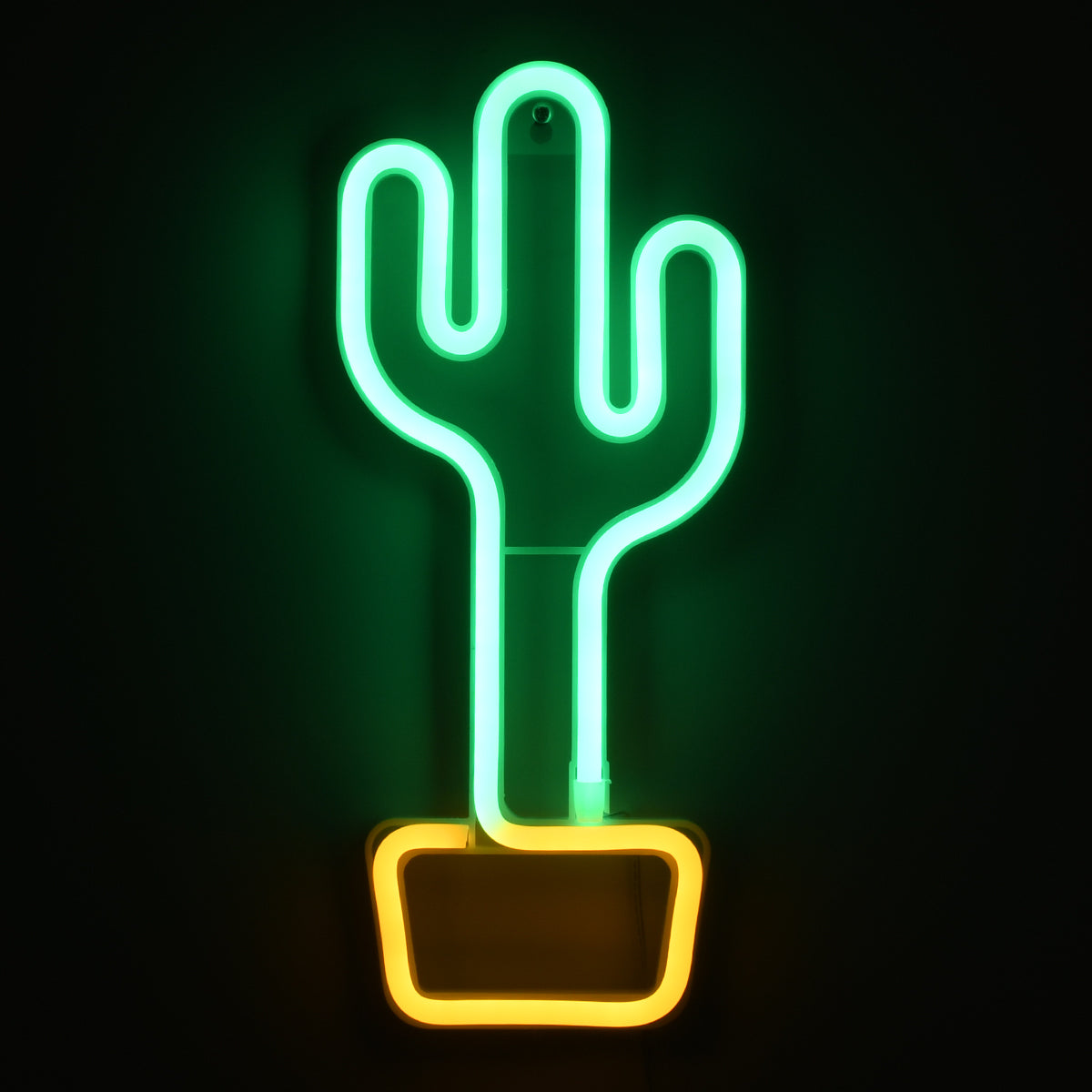 78574 Φωτιστικό Ταμπέλα Φωτεινή Επιγραφή NEON LED Σήμανσης CACTUS 5W με Καλώδιο Τροφοδοσίας USB - Μπαταρίας 3xAAA (Δεν Περιλαμβάνονται) - Πράσινο - Κίτρινο