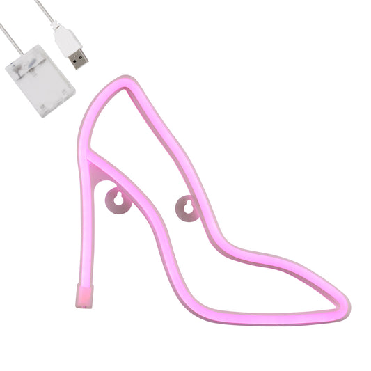 78577 Φωτιστικό Ταμπέλα Φωτεινή Επιγραφή NEON LED Σήμανσης WOMEN SHOES 5W με Καλώδιο Τροφοδοσίας USB - Μπαταρίας 3xAAA (Δεν Περιλαμβάνονται) - Ροζ