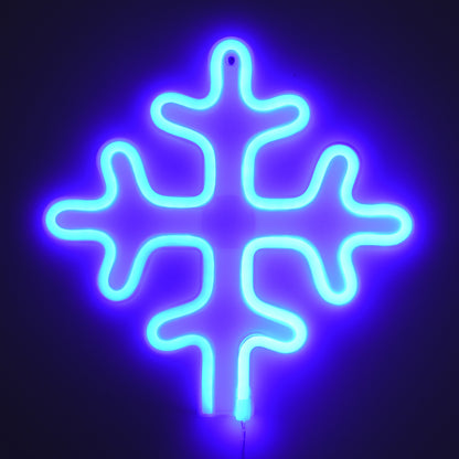 78580 Φωτιστικό Ταμπέλα Φωτεινή Επιγραφή NEON LED Σήμανσης SNOWFLAKE 5W με Καλώδιο Τροφοδοσίας USB - Μπαταρίας 3xAAA (Δεν Περιλαμβάνονται) - Γαλάζιο