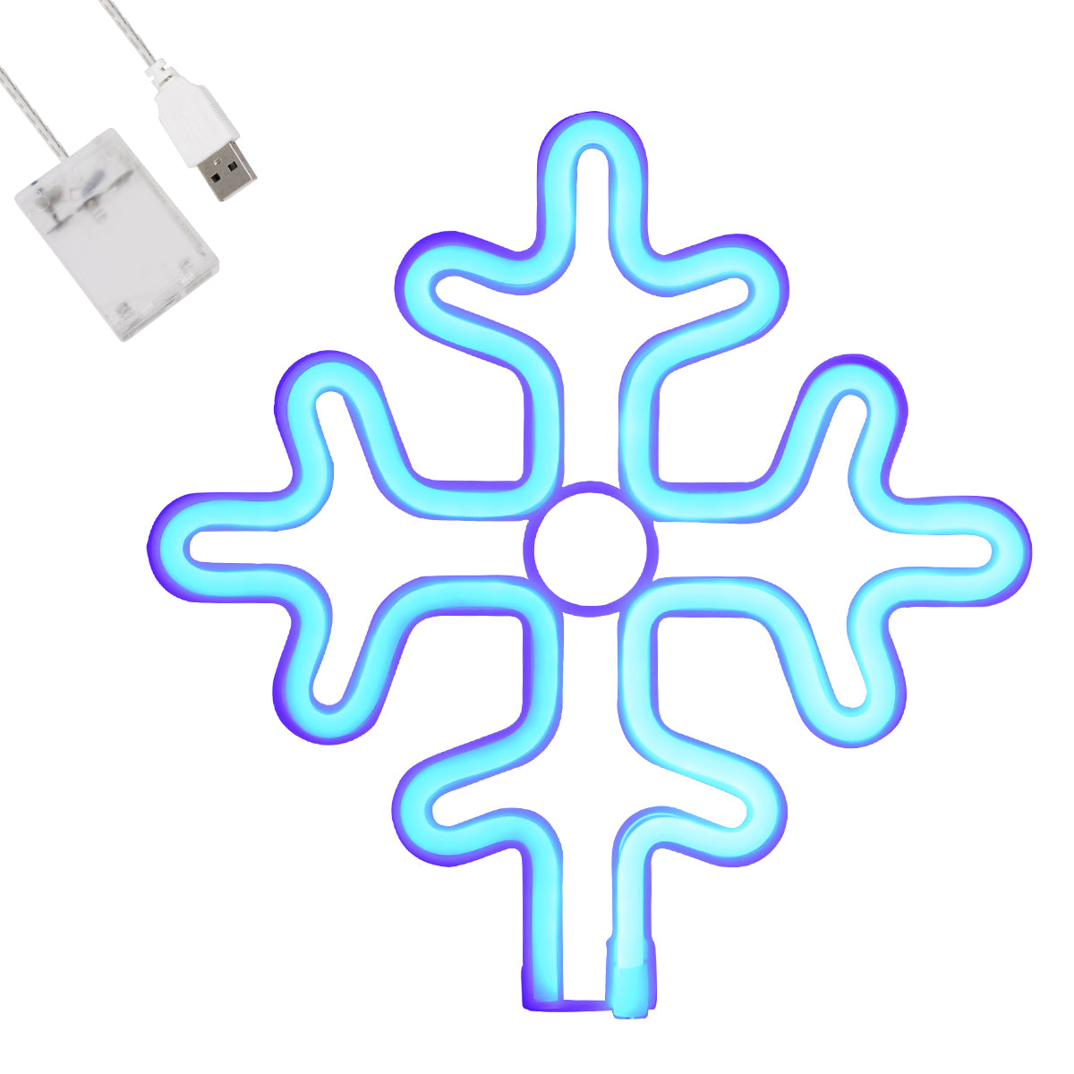 78580 Φωτιστικό Ταμπέλα Φωτεινή Επιγραφή NEON LED Σήμανσης SNOWFLAKE 5W με Καλώδιο Τροφοδοσίας USB - Μπαταρίας 3xAAA (Δεν Περιλαμβάνονται) - Γαλάζιο
