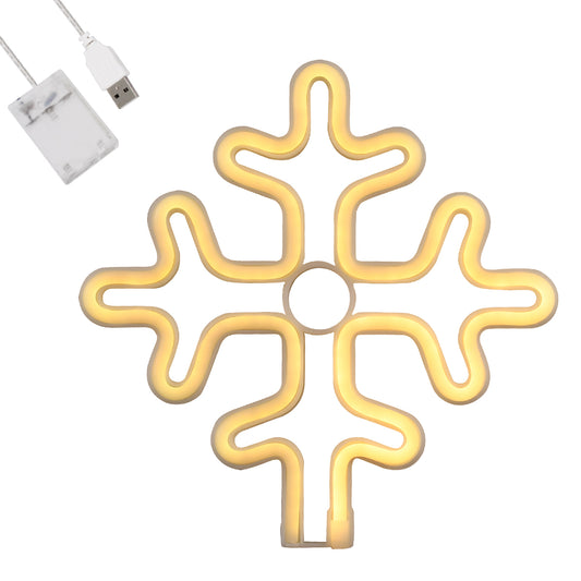 78582 Φωτιστικό Ταμπέλα Φωτεινή Επιγραφή NEON LED Σήμανσης SNOWFLAKE 5W με Καλώδιο Τροφοδοσίας USB - Μπαταρίας 3xAAA (Δεν Περιλαμβάνονται) - Θερμό Λευκό 2700K