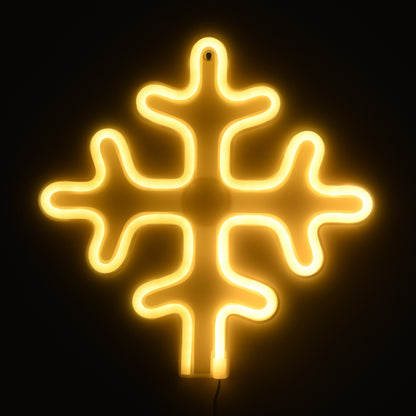 78582 Φωτιστικό Ταμπέλα Φωτεινή Επιγραφή NEON LED Σήμανσης SNOWFLAKE 5W με Καλώδιο Τροφοδοσίας USB - Μπαταρίας 3xAAA (Δεν Περιλαμβάνονται) - Θερμό Λευκό 2700K