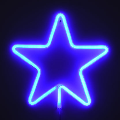 78583 Φωτιστικό Ταμπέλα Φωτεινή Επιγραφή NEON LED Σήμανσης STAR 5W με Καλώδιο Τροφοδοσίας USB - Μπαταρίας 3xAAA (Δεν Περιλαμβάνονται) - Γαλάζιο