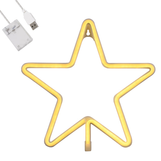 78585 Φωτιστικό Ταμπέλα Φωτεινή Επιγραφή NEON LED Σήμανσης STAR 5W με Καλώδιο Τροφοδοσίας USB - Μπαταρίας 3xAAA (Δεν Περιλαμβάνονται) - Θερμό Λευκό 2700K