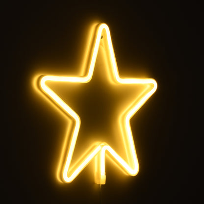 78585 Φωτιστικό Ταμπέλα Φωτεινή Επιγραφή NEON LED Σήμανσης STAR 5W με Καλώδιο Τροφοδοσίας USB - Μπαταρίας 3xAAA (Δεν Περιλαμβάνονται) - Θερμό Λευκό 2700K