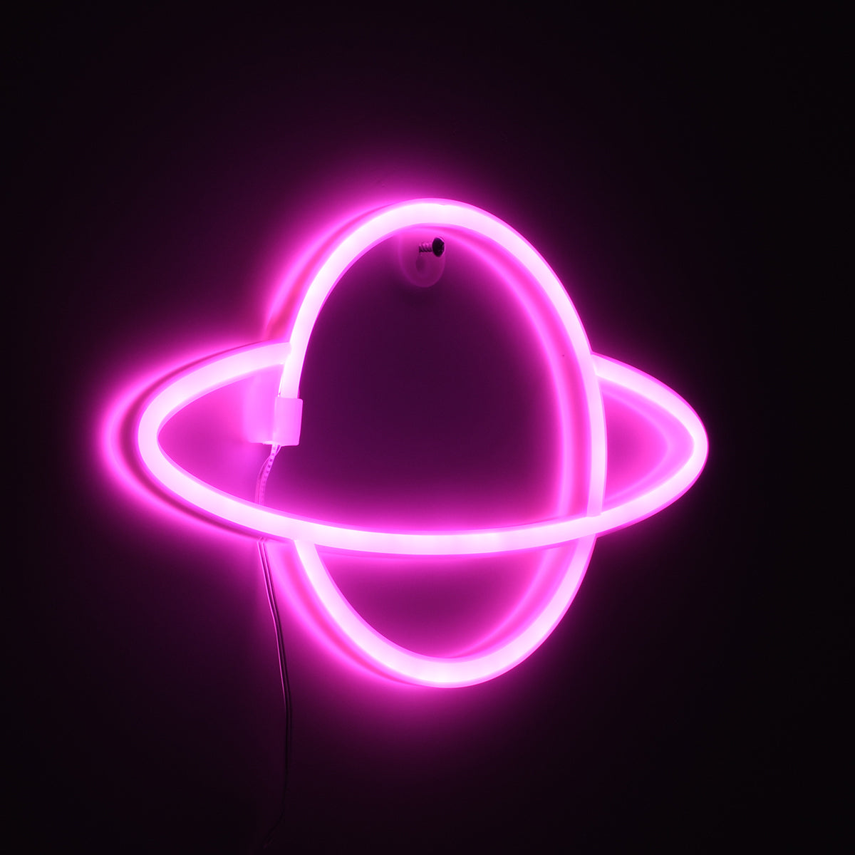 78588 Φωτιστικό Ταμπέλα Φωτεινή Επιγραφή NEON LED Σήμανσης PLANET SATURN 5W με Καλώδιο Τροφοδοσίας USB - Μπαταρίας 3xAAA (Δεν Περιλαμβάνονται) - Ροζ