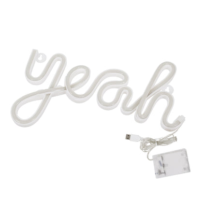 78589 Φωτιστικό Ταμπέλα Φωτεινή Επιγραφή NEON LED Σήμανσης YEAH 5W με Καλώδιο Τροφοδοσίας USB - Μπαταρίας 3xAAA (Δεν Περιλαμβάνονται) - Κόκκινο