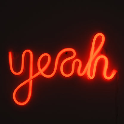 78589 Φωτιστικό Ταμπέλα Φωτεινή Επιγραφή NEON LED Σήμανσης YEAH 5W με Καλώδιο Τροφοδοσίας USB - Μπαταρίας 3xAAA (Δεν Περιλαμβάνονται) - Κόκκινο