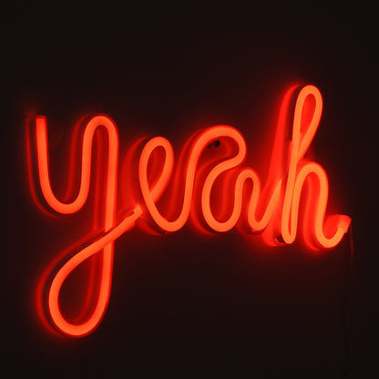 78589 Φωτιστικό Ταμπέλα Φωτεινή Επιγραφή NEON LED Σήμανσης YEAH 5W με Καλώδιο Τροφοδοσίας USB - Μπαταρίας 3xAAA (Δεν Περιλαμβάνονται) - Κόκκινο